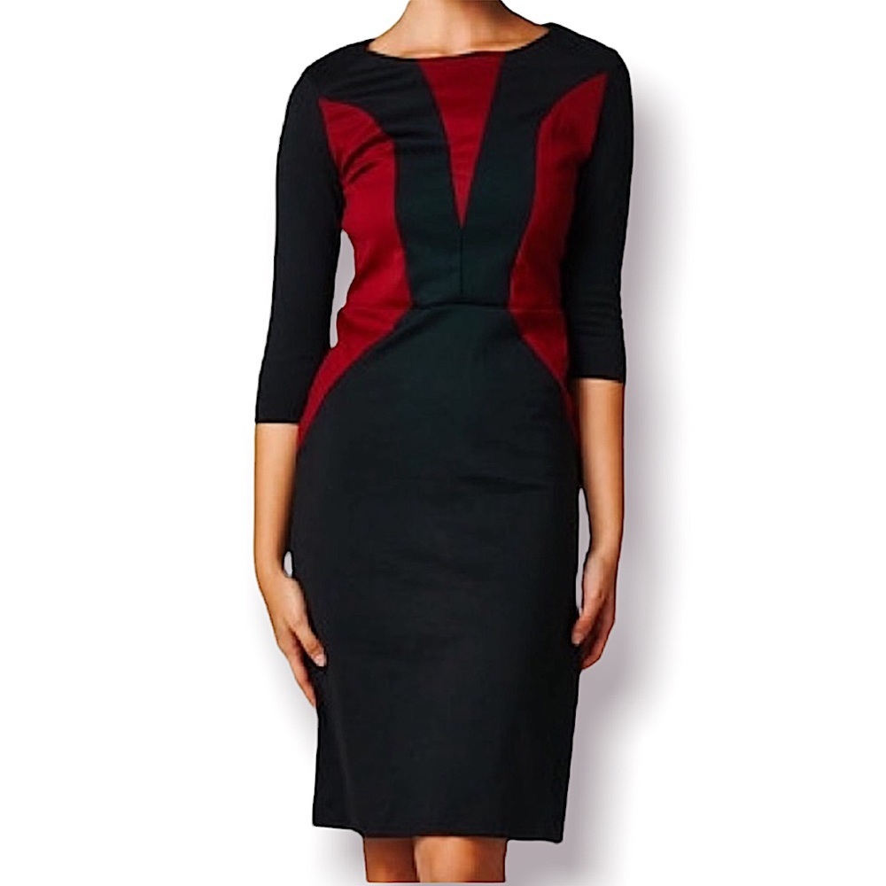 MIDI DRESS | COLOR-BLOCK SHEATH DRESS